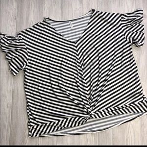 Boutique Sz 3XL Black & White Stripe Top New